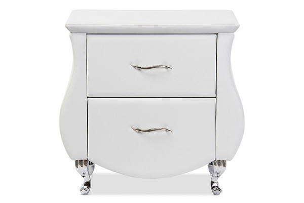 Baxton Studio Erin White Faux Leather Upholstered Nightstand BBT3116-White-NS