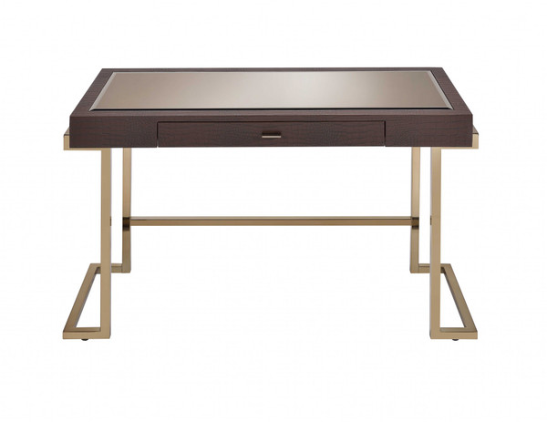 44" X 19" X 30" Espresso And Champagne Desk 286396 By Homeroots