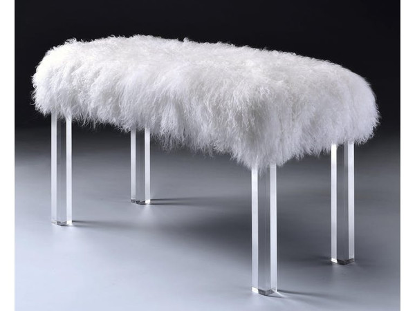 36" X 16" X 20" Wool And Clear Acrylic Bench 286425 By Homeroots