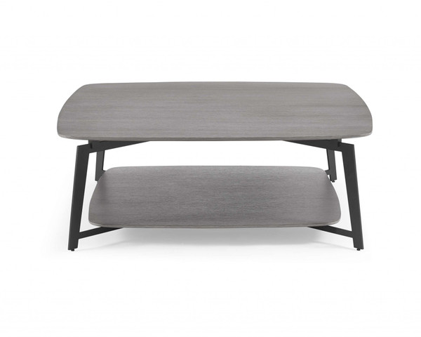 Coffee Table Gray Oak Top And Panel With Black Powder Coated Metal Base 320722 By Homeroots