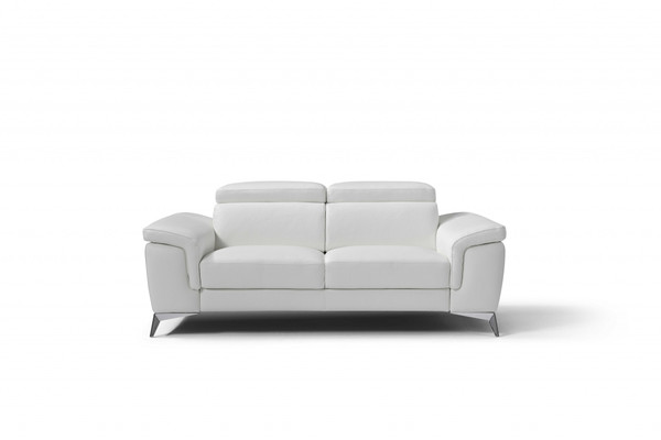 80" X 43" X 32" White Grain Leather Love Seat 320802 By Homeroots