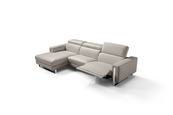 Sectional 100% Made In Italy Chaise On Left When Facing Warm Grey Top Grain Leather 1063 320869 By Homeroots