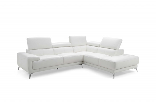 Sectional, Chaise On Right When Facing, White Top Grain Italian Leather, 320890 By Homeroots