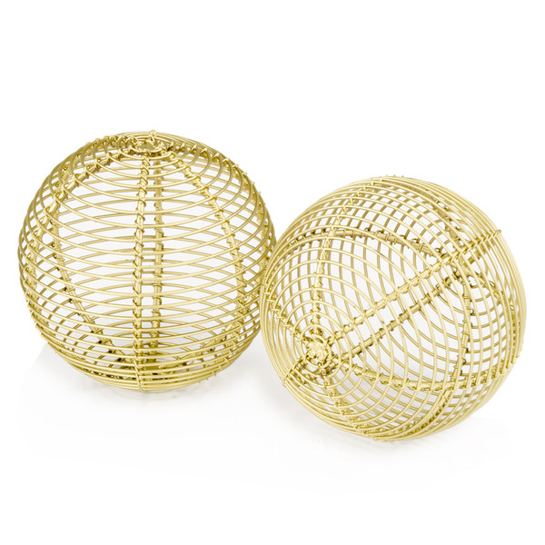 4" X 4" X 4" Gold Parrilla - Sphere Set Of 2 354747 By Homeroots