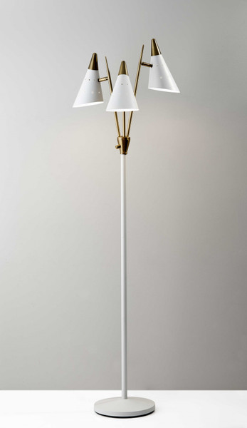 22" X 19" X 66" White Metal 3-Arm Floor Lamp 372555 By Homeroots