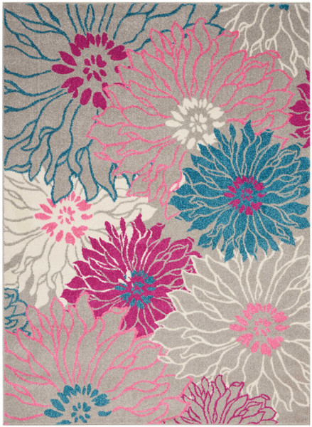 5 X 7 Gray And Pink Tropical Flower Area Rug 385425 By Homeroots