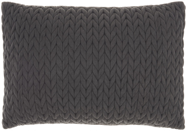 Charcoal Chunky Braid Lumbar Pillow 386136 By Homeroots