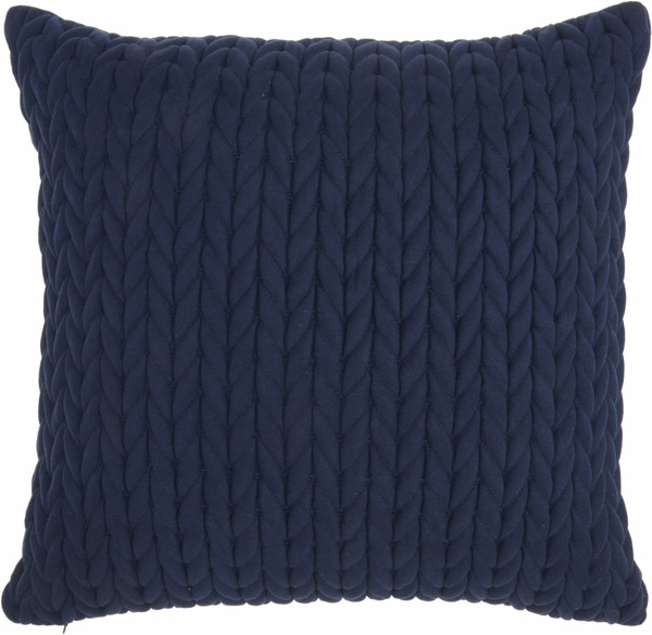 Navy Blue Chunky Braid Throw Pillow 386146 By Homeroots