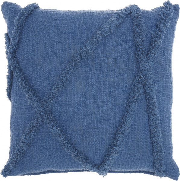 Boho Chic Blue Textured Lines Throw Pillow 386301 By Homeroots