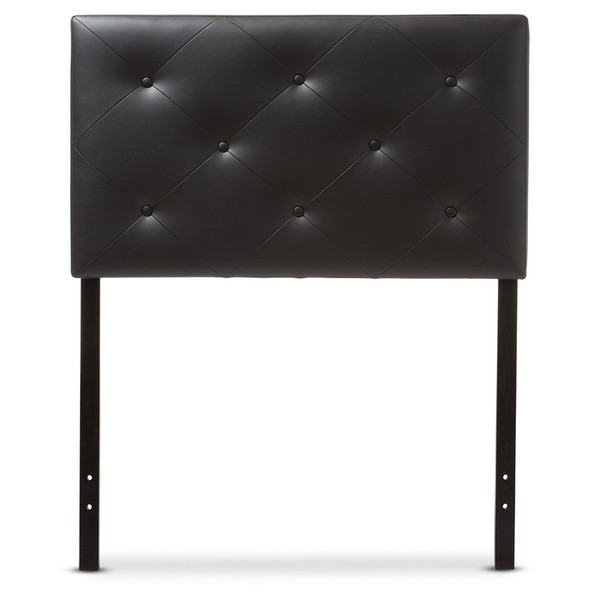 Baxton Studio Baltimore Black Faux Leather Twin Headboard BBT6431-Black-Twin HB