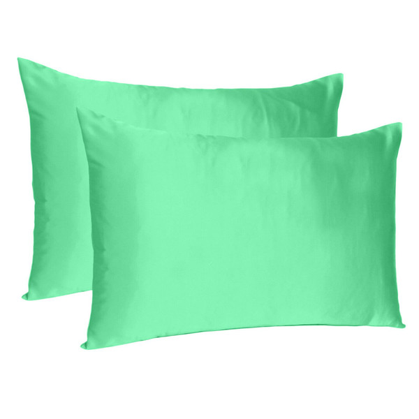 Green Dreamy Set Of 2 Silky Satin King Pillowcases 387848 By Homeroots
