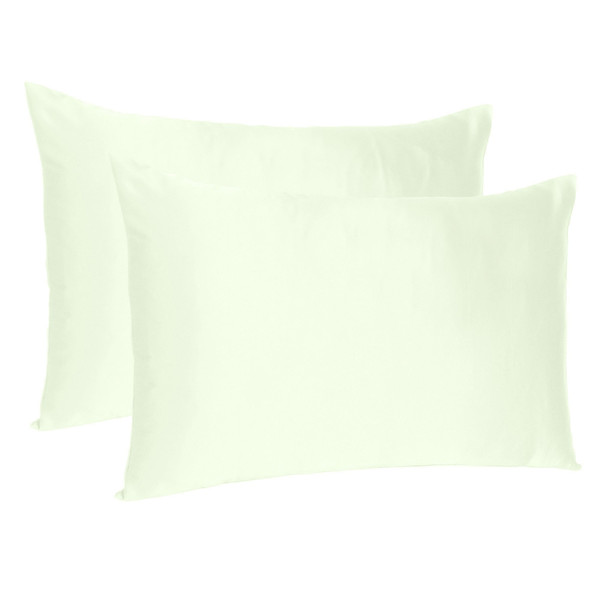 Ivory Dreamy Set Of 2 Silky Satin King Pillowcases 387854 By Homeroots