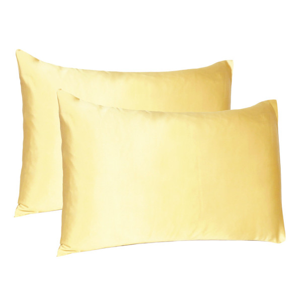 Gold Dreamy Set Of 2 Silky Satin Standard Pillowcases 387865 By Homeroots