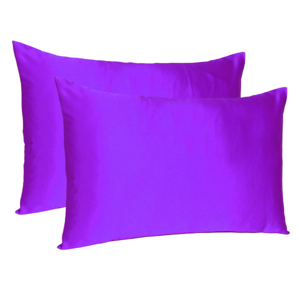 Bright Purple Dreamy Set Of 2 Silky Satin Standard Pillowcases 387878 By Homeroots