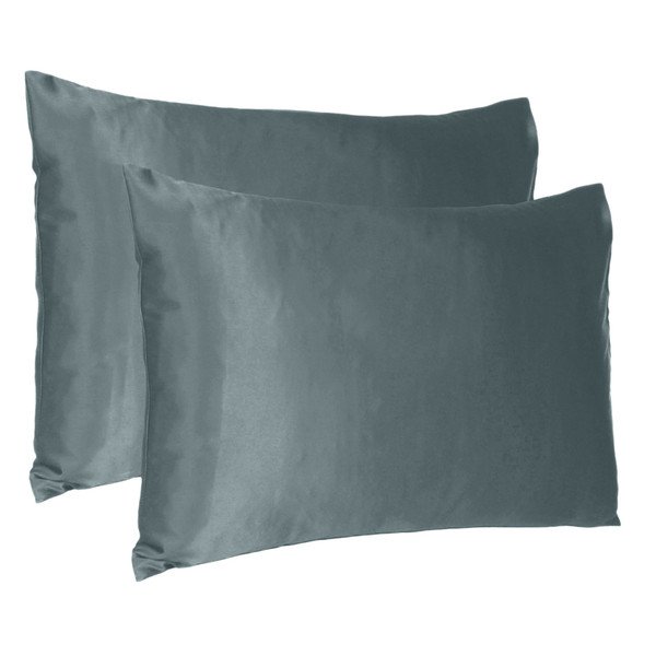 Gray Dreamy Set Of 2 Silky Satin Queen Pillowcases 387890 By Homeroots