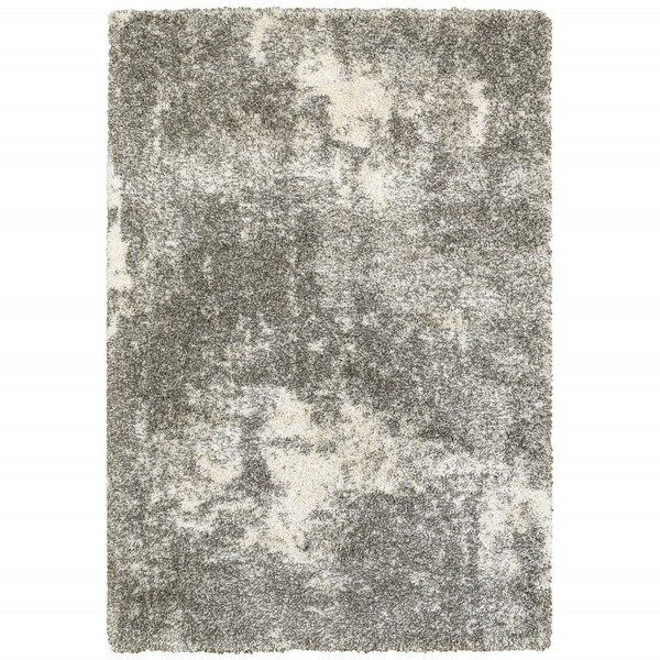 10 X 13 Gray And Ivory Distressed Abstract Area Rug 388007 By Homeroots