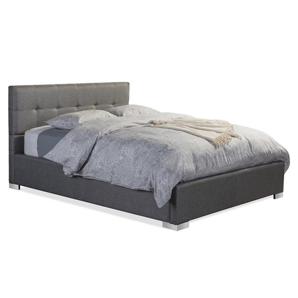 Baxton Studio Regata Grey Fabric Upholstered King Platform Bed BBT6482-King-Grey