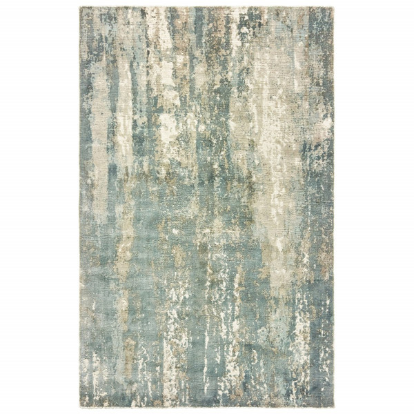 9 X 12 Blue And Gray Abstract Splash Indoor Area Rug 388099 By Homeroots