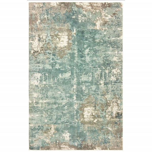 10 X 14 Blue And Gray Abstract Pattern Indoor Area Rug 388103 By Homeroots