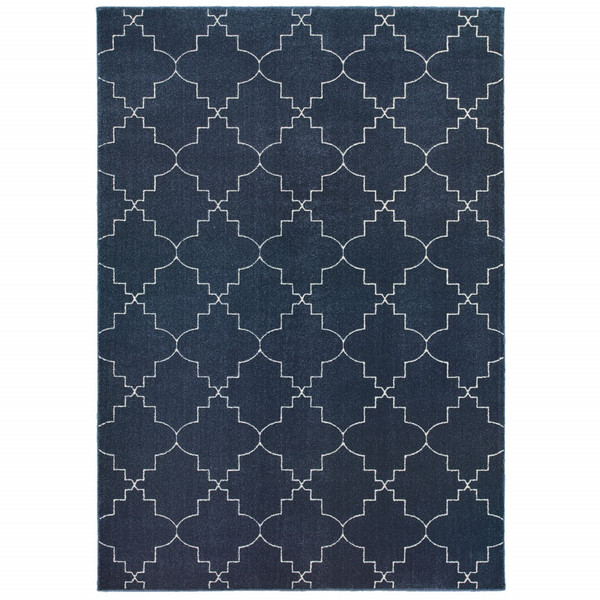 8 X 11 Blue And Ivory Trellis Indoor Area Rug 388172 By Homeroots