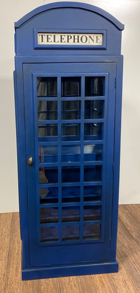 Vintage Blue Wooden Phone Booth Bar Cabinet 388259 By Homeroots