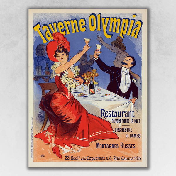24" X 18" Taverne Olympia French Restaraunt Wall Art Print 388261 By Homeroots