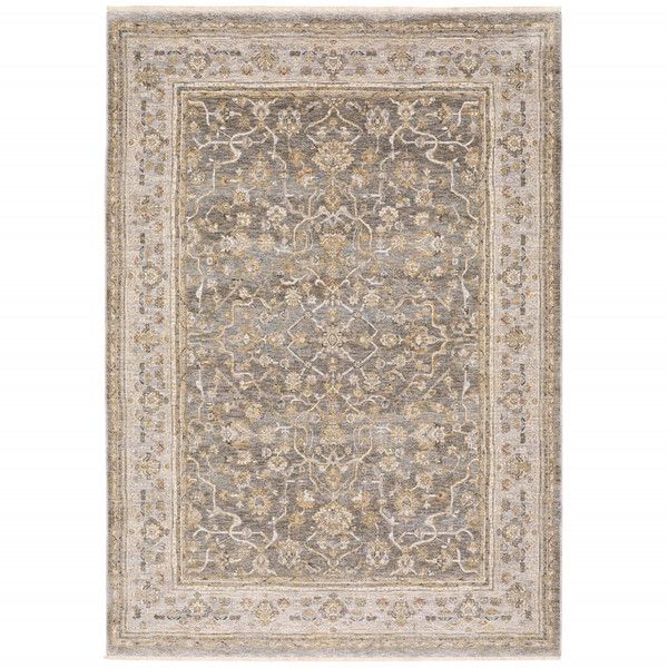 6' X 9' Beige Grey Machine Woven Oriental Indoor Arean Rug 388296 By Homeroots