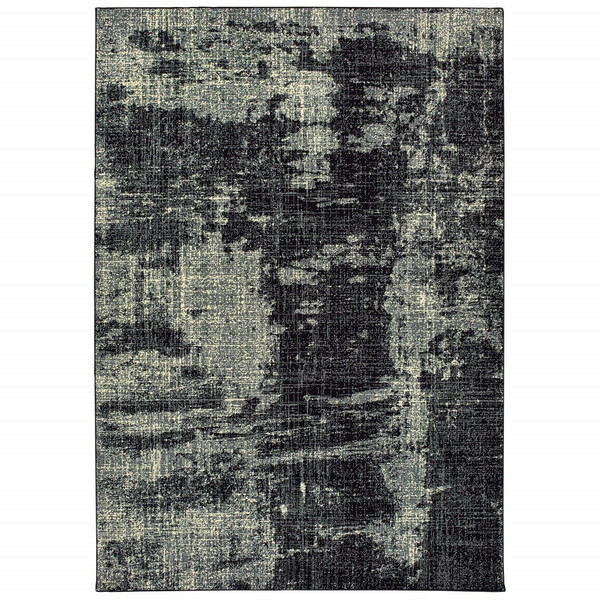 7' X 10' Black Ivory Machine Woven Abstract Indoor Area Rug 388409 By Homeroots