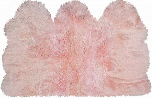 3' X 5' Pink Natural Sheepskin Area Rug 388532 By Homeroots