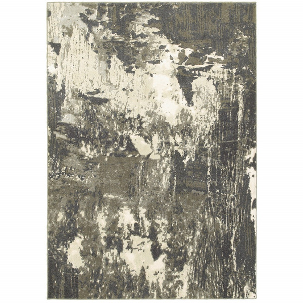 10X13 Gray And Ivory Abstract Area Rug 388799 By Homeroots
