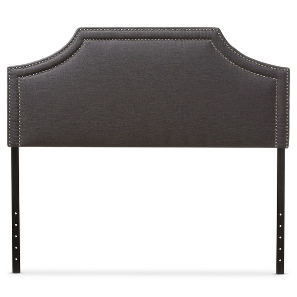Baxton Studio Avignon Grey Fabric Upholstered Full Headboard BBT6566-Dark Grey-Full HB