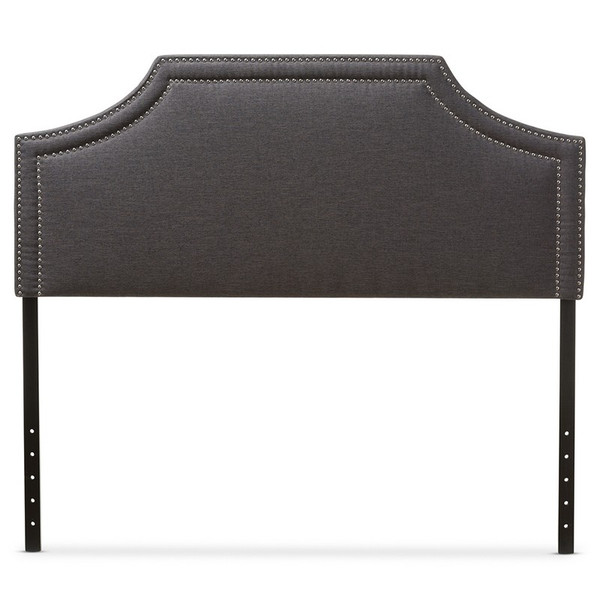 Baxton Studio Avignon Grey Fabric Upholstered King Headboard BBT6566-Dark Grey-King HB