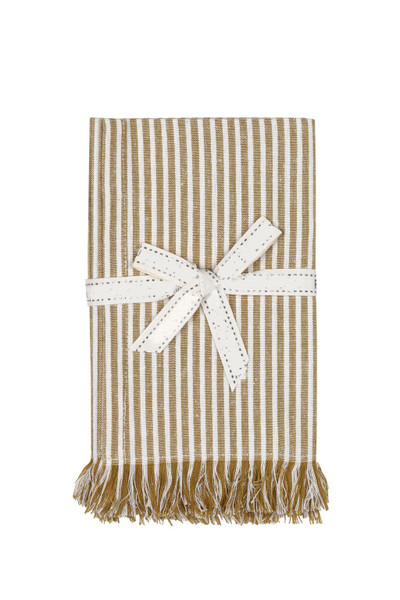 Set Of Yellow Striped Table Runner And Eight Napkins 389008 By Homeroots