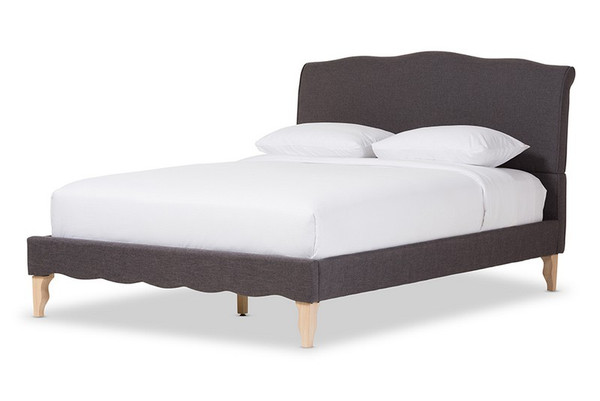 Baxton Studio Fannie Classic Polyester Fabric Full Platform Bed BBT6571-Dark Grey-Full