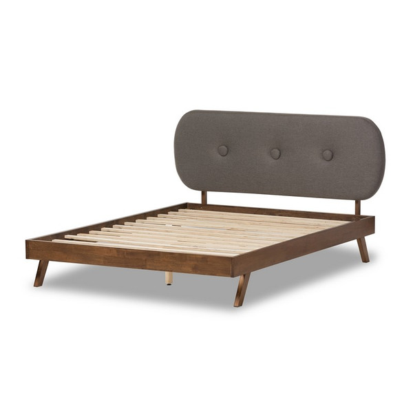 Baxton Studio Penelope Solid Wood/Grey Fabric Full Platform Bed BBT6607-Grey-Full-XD45
