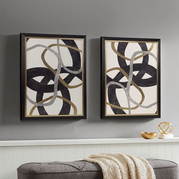 Moving Midas Abstract Gold Foil Framed Canvas 2 Piece Set By Madison Park MP95C-0284