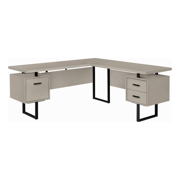 Monarch Computer Desk - 70"L - Modern Taupe - Black Metal - Left & Right I 7614