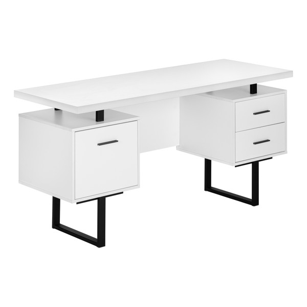 Monarch Computer Desk - 60"L - White - Black Metal I 7631