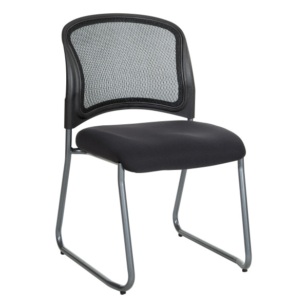Office Star Titanium Finish Black Visitors Chair With Progrid Back And Sled Base - Coal 86725R-30