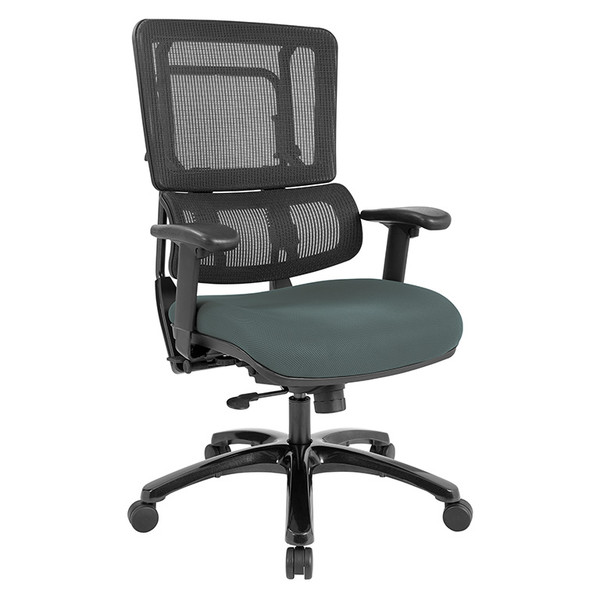 Office Star Vertical Black Mesh Back Chair With Shiny Black Base - Grey 99663B-2M