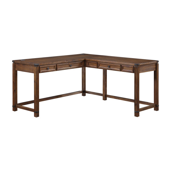 Office Star Baton Rouge L-Shape Desk - Brushed Walnut BTL2937-BR