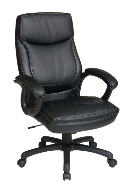 Office Star Executive High Back Bonded Leather Chair - Black EC6582-EC3