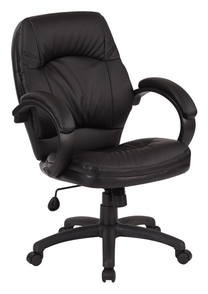 Office Star Deluxe Black Faux Leather Managers Chair - Black FL605-U6