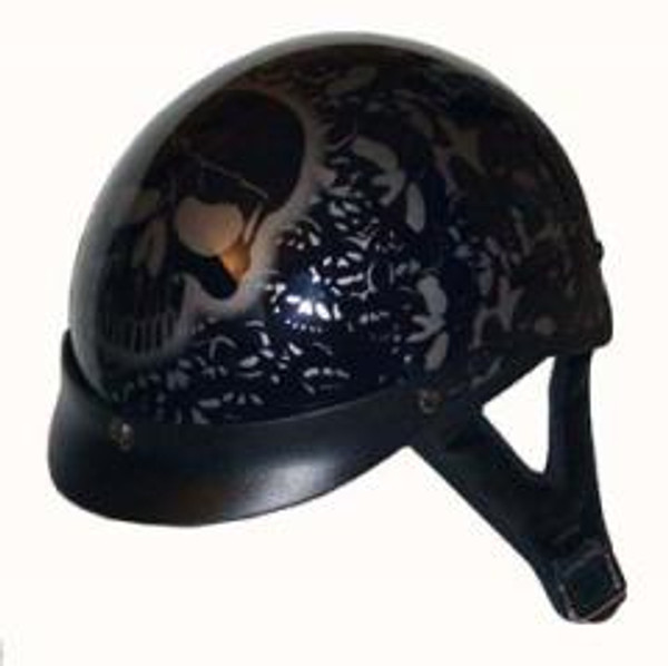 Nuorder 1Vbyb - Dot Black Bonyard Motorcycle Half Helmet Beanie Helmets 100BYB