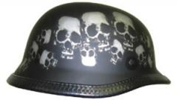 Nuorder German Flat Skull Pile Novelty Motorcycle Helmet NOVSP#3