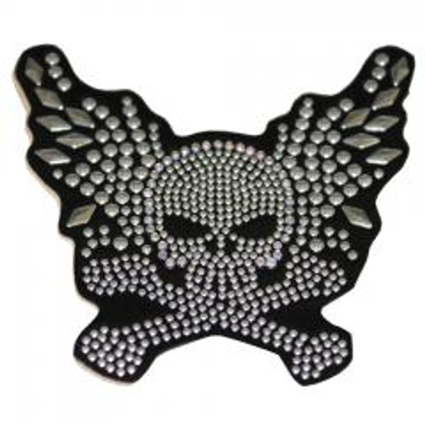 Nuorder Rhinestone Helmet Patch - Winged Skull Crossbones Q20