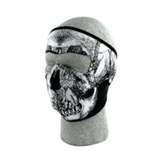Nuorder Face Mask - Neoprene Face Mask, Glow In The Dark, Blk & White Skull Face FMA11 -WNFM002G-A11
