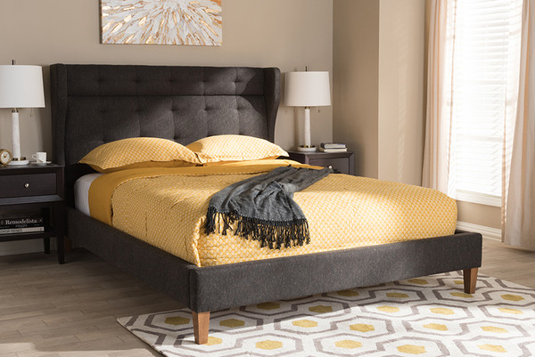 Baxton Studio Charcoal Grey Fabric Upholstered Full Size Platform Bed