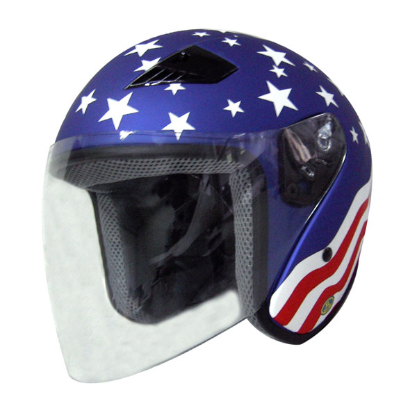 Nuorder Rk5A - America Dot Motorcycle Helmet Rk-5 Open Face With Flip Shield RK5A