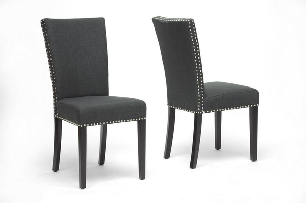 Baxton Studio Harrowgate Dark Gray Linen Dining Chair - (Set of 2) BH-63113-Grey